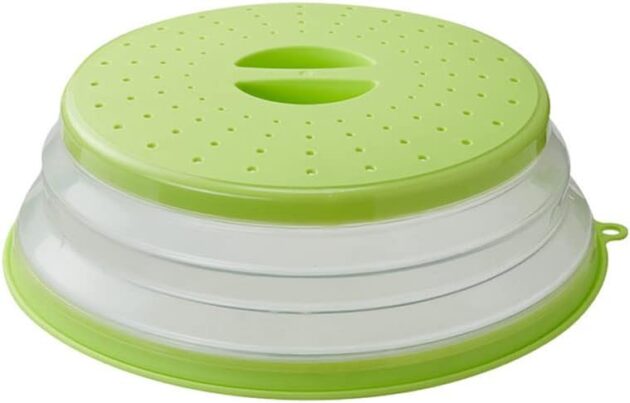 Collapsible Microwave Cover with Steam Vent – BPA-Free, 10.5" (Yellow)