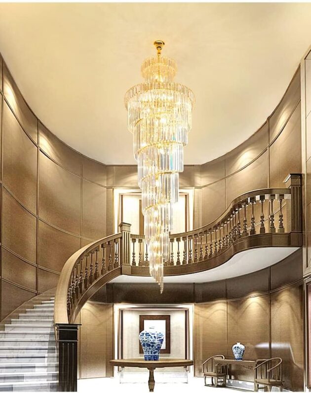 Modern Crystal Staircase Chandelier – Elegant Long Design for High Ceilings - Image 3