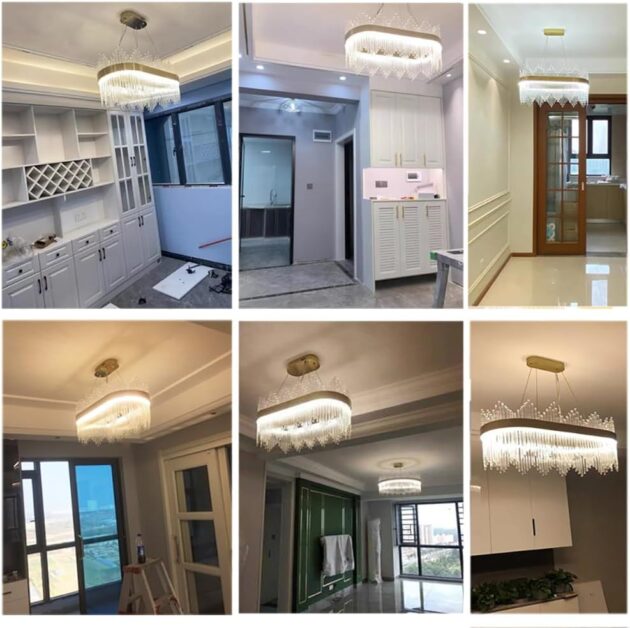 24" Gold LED Crystal Chandelier – Dimmable Modern Ceiling Light - Image 6