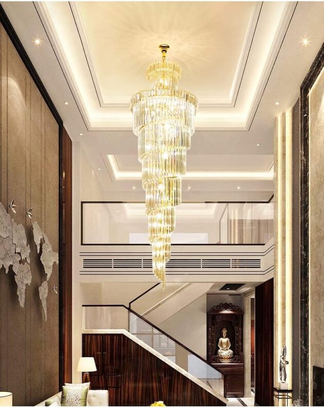Modern Crystal Staircase Chandelier – Elegant Long Design for High Ceilings - Image 6