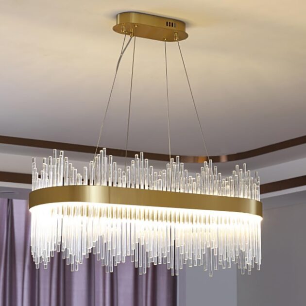 24" Gold LED Crystal Chandelier – Dimmable Modern Ceiling Light - Image 10