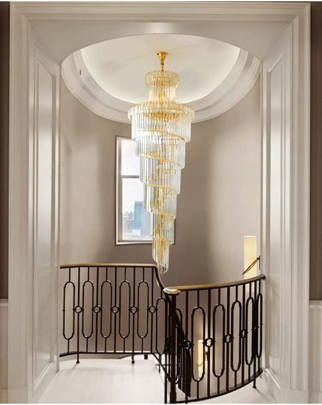 Modern Crystal Staircase Chandelier – Elegant Long Design for High Ceilings - Image 4