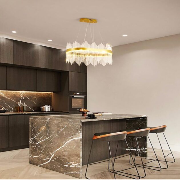 24" Gold LED Crystal Chandelier – Dimmable Modern Ceiling Light - Image 4