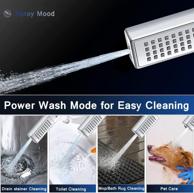 Luxury Rainfall Shower Head with Handheld & 78" Hose | High Pressure Combo with 2 Settings - Image 4