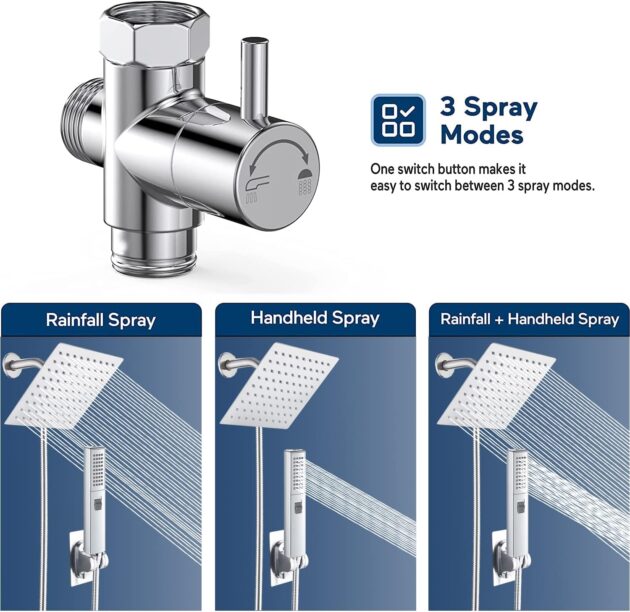 Luxury Rainfall Shower Head with Handheld & 78" Hose | High Pressure Combo with 2 Settings - Image 5