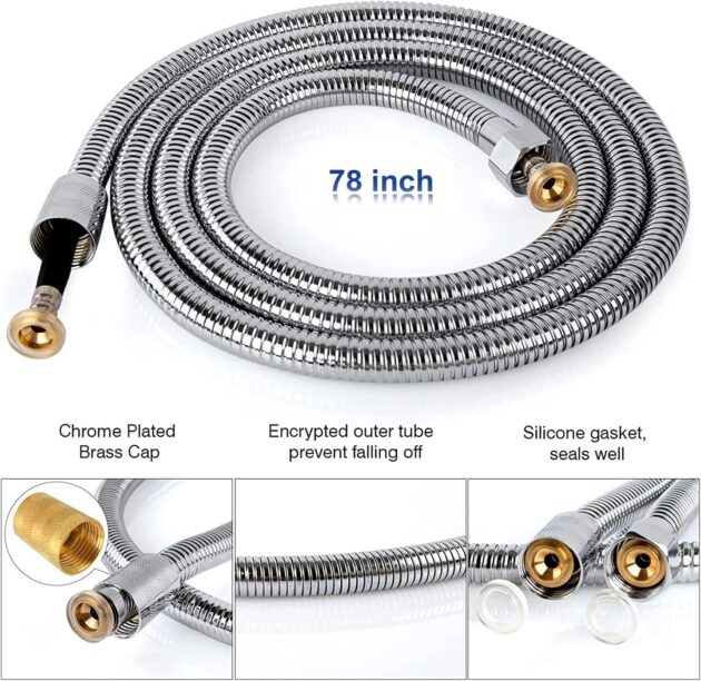 Luxury Rainfall Shower Head with Handheld & 78" Hose | High Pressure Combo with 2 Settings - Image 3
