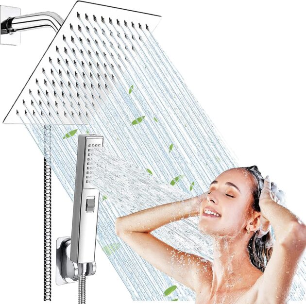 Luxury Rainfall Shower Head with Handheld & 78" Hose | High Pressure Combo with 2 Settings