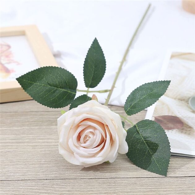 Flannelette Rose Mini Bouquet | Realistic Artificial Roses for Home Decor & DIY Creations - Image 2