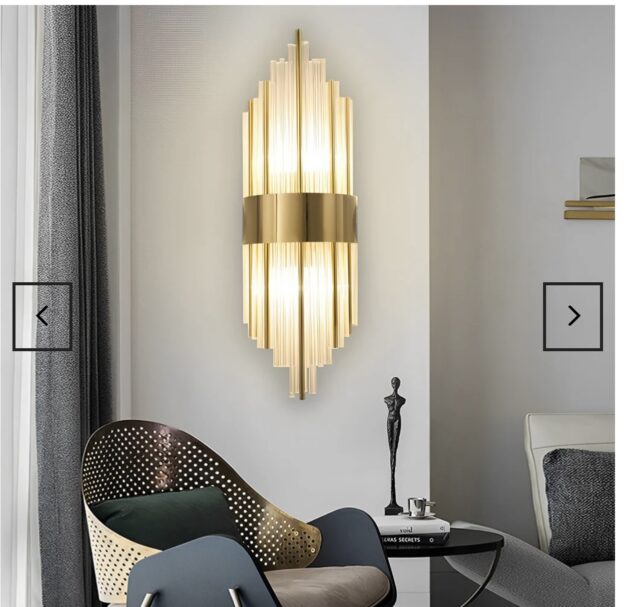 Crystal Wall Glass Shade and Gold fixture