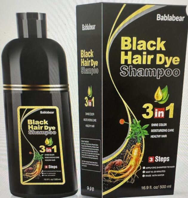Black hair dye shampoo 3 in 1