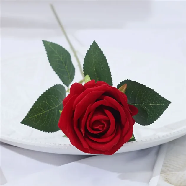 Flannelette Rose Mini Bouquet | Realistic Artificial Roses for Home Decor & DIY Creations
