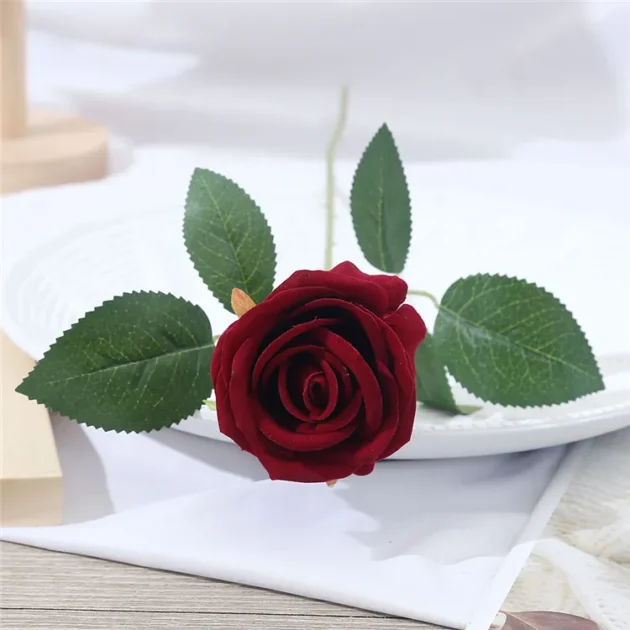 Flannelette Rose Mini Bouquet | Realistic Artificial Roses for Home Decor & DIY Creations - Image 6
