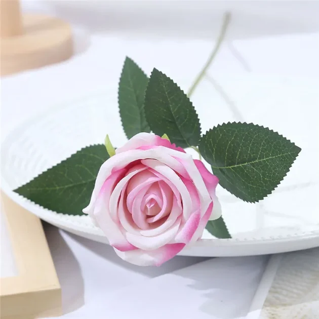 Flannelette Rose Mini Bouquet | Realistic Artificial Roses for Home Decor & DIY Creations - Image 7